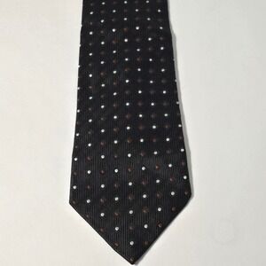Ermenegildo Zegna Men Black Silk Dotted Ribbed Necktie Garmany Italy 4"x58"